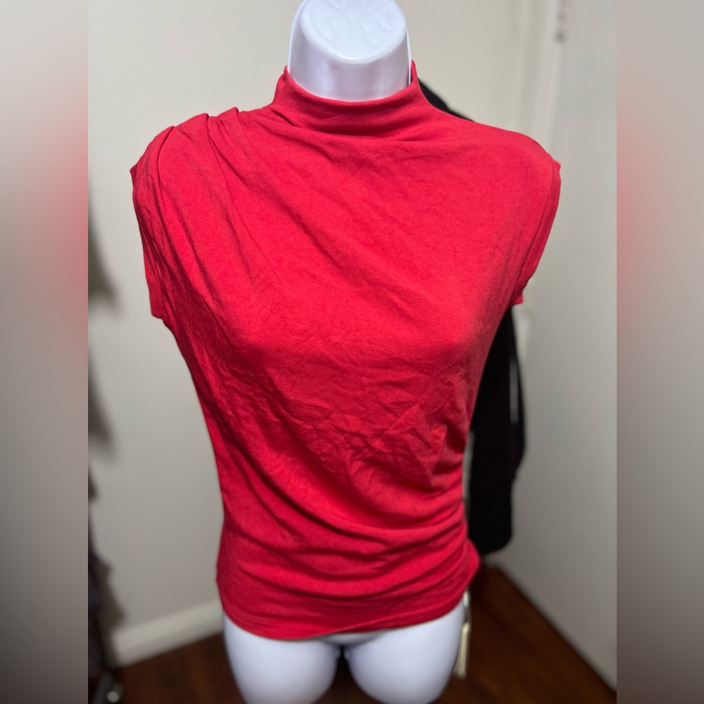OGL Eco-Mousse®2.0 Asymmetrical Ruching Mockneck Tank Top NWT NO BRA